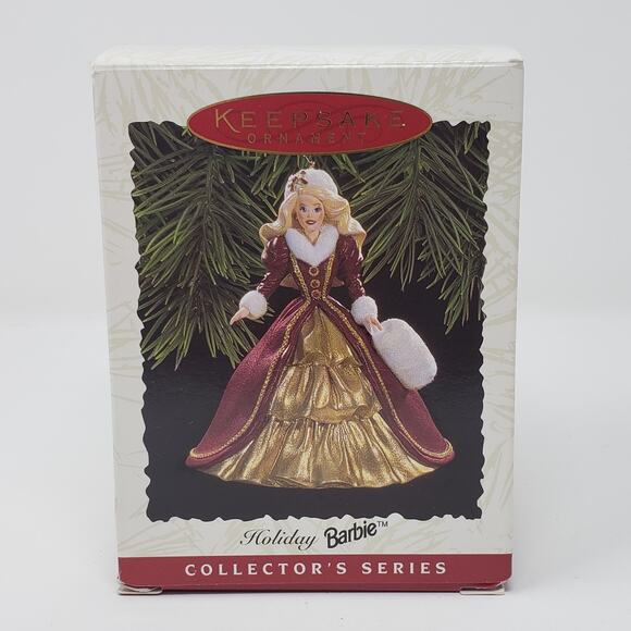 1996 Hallmark Holiday Barbie #4 Handcrafted Keepsake Christmas Ornament. - Picture 1 of 9